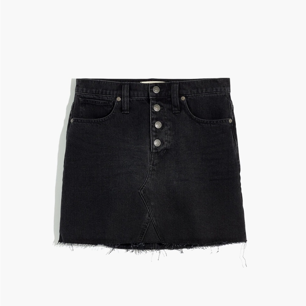 Madewell Rigid Denim A-Line Mini Skirt in Lunar Wash: Button-Front Edition